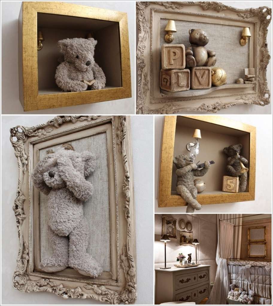 This Framed Teddy Bear Idea is Just Superb for a Nursery