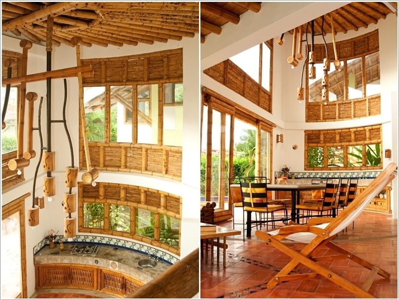 bamboo design kitchen curtain