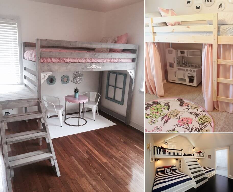 loft bed with sitting area underneath