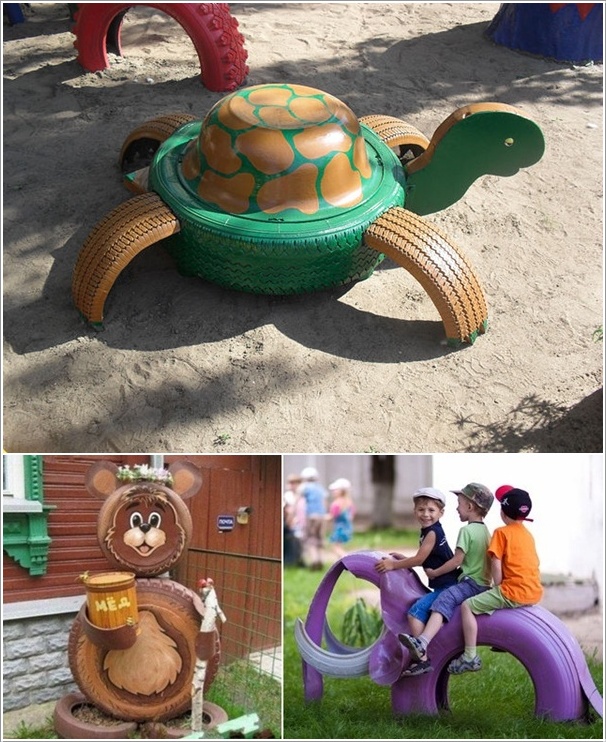 Animals Crafted from Tires