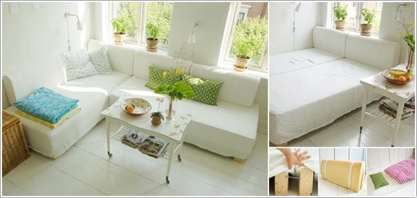 L Shaped Couch that Transforms into a Bed