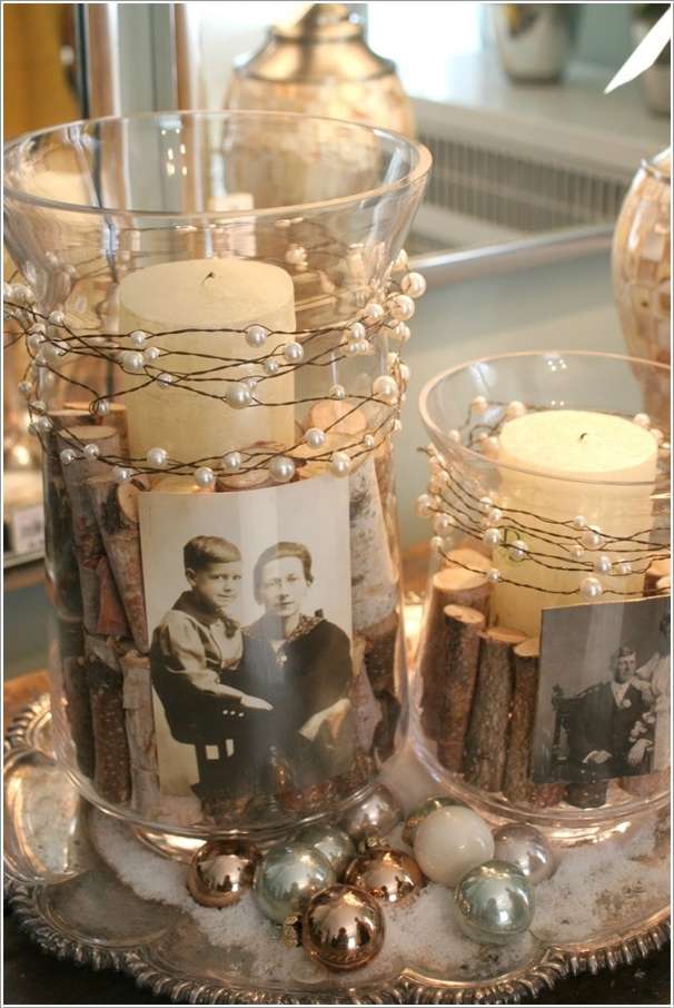 Pictures in Vases with Embellishments as a Centrepiece