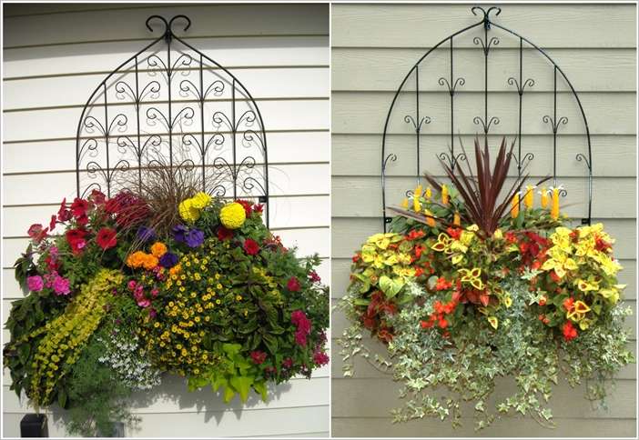Metal Trellis Flower Planters