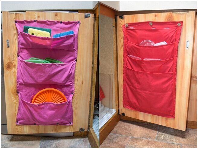 Make a Fabric Organizer and Claim The Cabinet Door Space