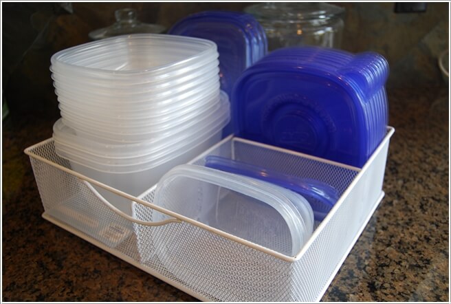 Store The Food Storage Containers in a Metal Basket