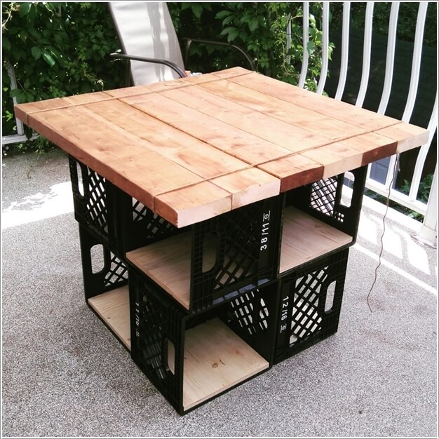 Build a Patio Table by Mixing Crates with Wood