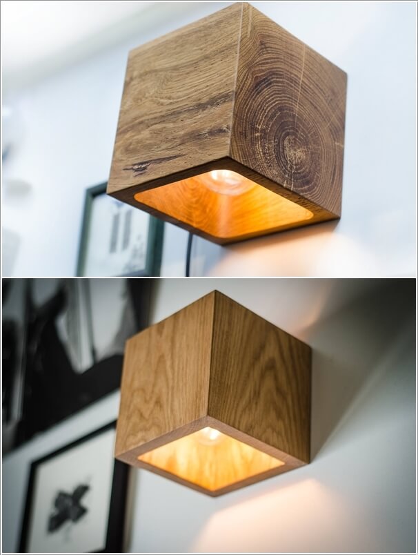 A Wall Sconce Made from an Oak Cube Perfect for Minimalist Style Lovers