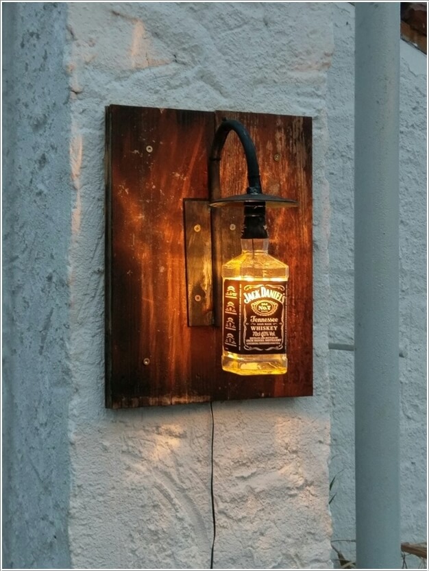 A Wall Light Created from a Whiskey Bottle