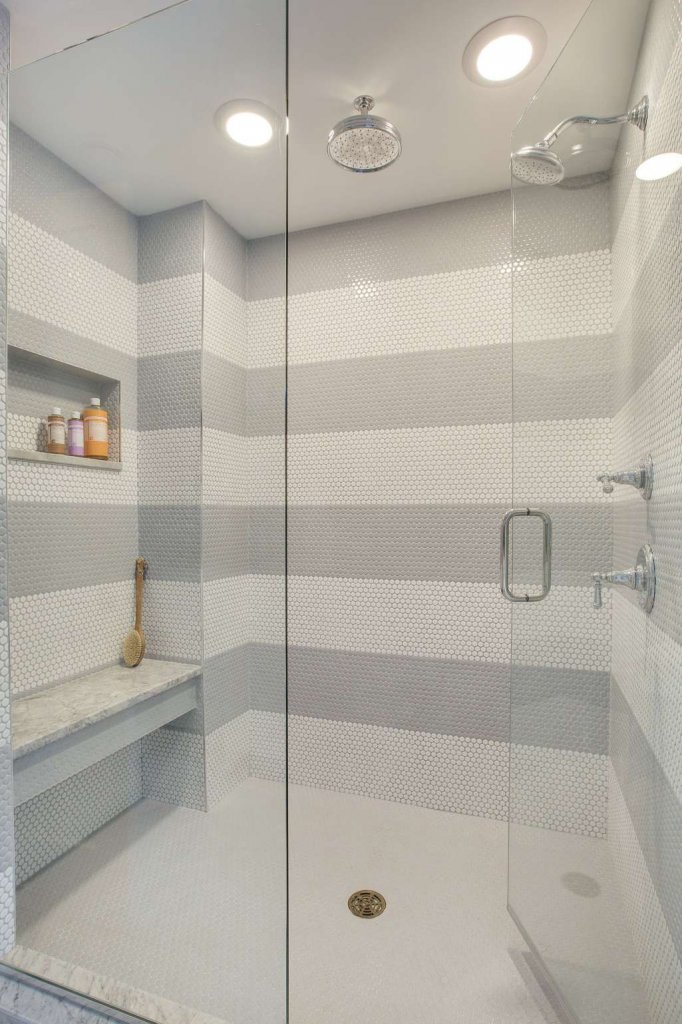 Go For Stripes with Two Colors of Penny Rounds Mosaic Tiles
