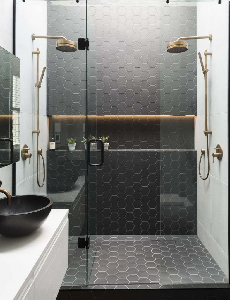 If You Want to Go for an All Black Look, Then Choose a Smaller Scale of Tiles Such as These Hexagon Tiles