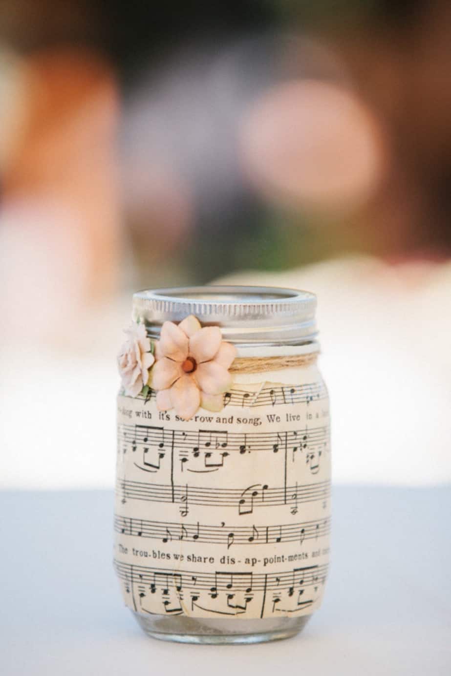 A Music Sheet Wrapped Jar