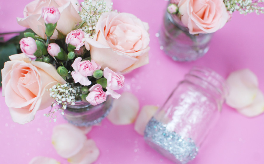 A Glitter Dipped Jar Vase