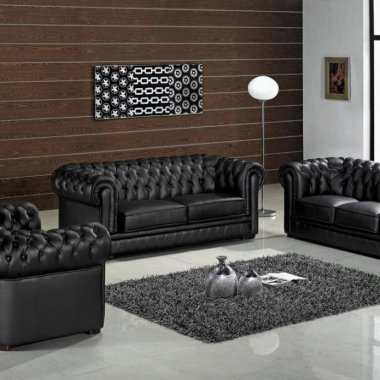 Luxury-black-leather-living-room-furniture-set