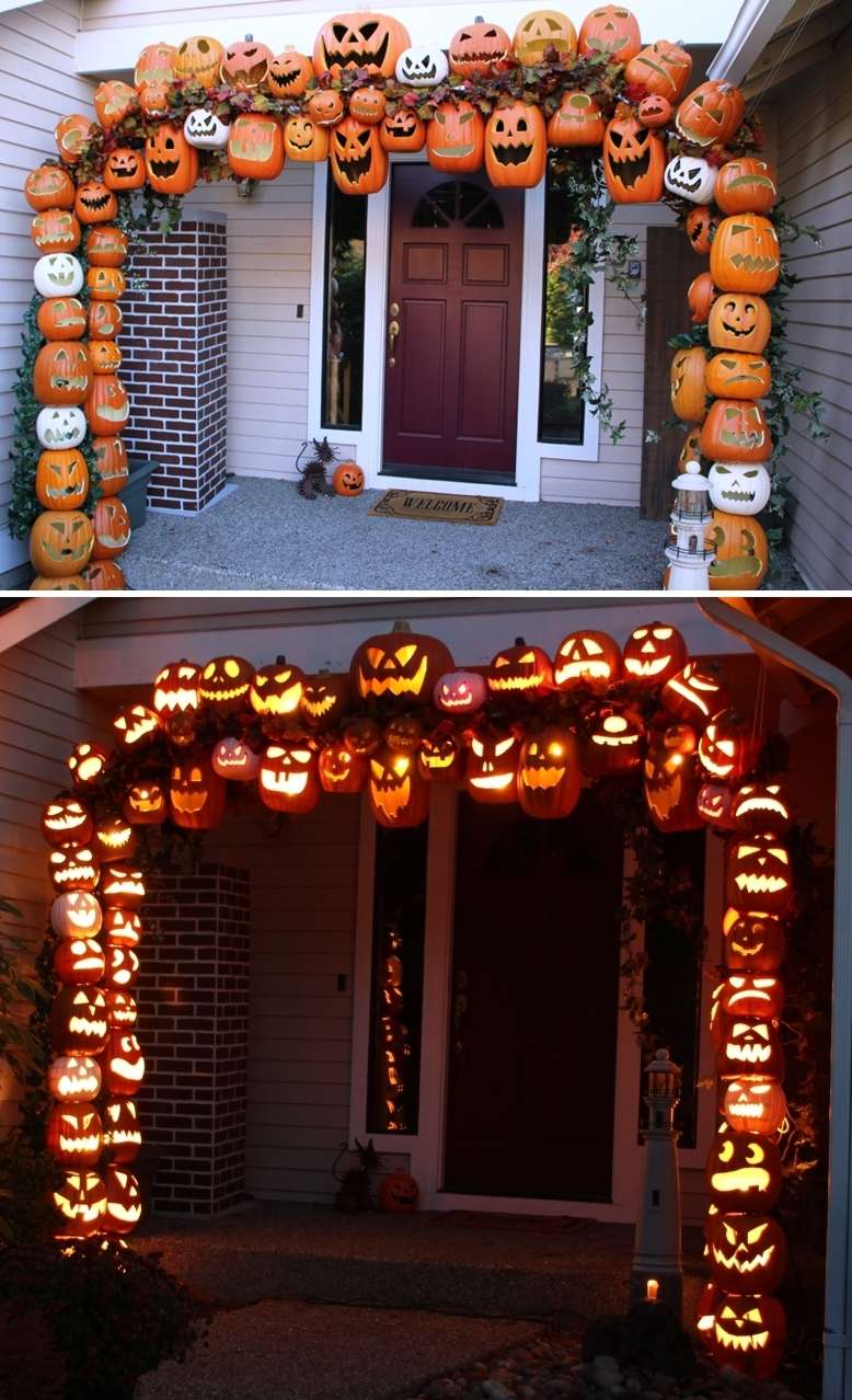 Make A Jack-O'-Lantern Arch at Front Entrance This Halloween