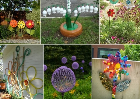 10 Creative Flower Crafts for Garden Made from Recycled Materials fi