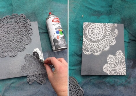 Try This Spray Painted Doily Canvas Art fi