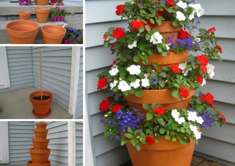 Make This Beautiful Flower Pot Tower for Your Porch fi