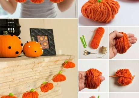 Yarn Pumpkin Garland fi