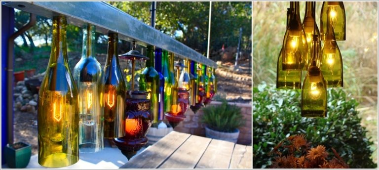 13 DIY Wine Bottle Garden Decor Ideas