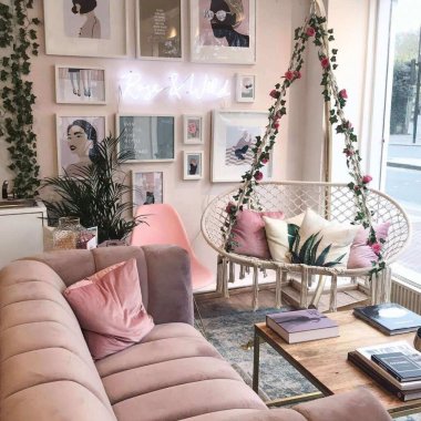 pink and green decor