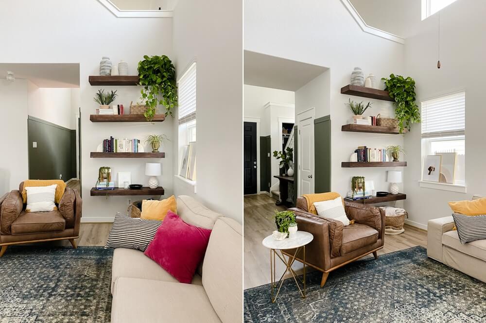 linear modern living room corner ideas