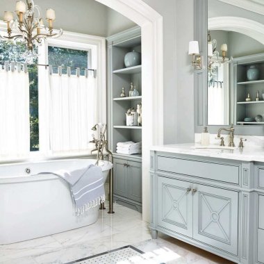 blue bathroom cabinet